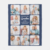 モダンネイビーブルーカスタム11フォトコラージュ フリースブランケット (正面)