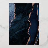 モダンネイビーブルーローズゴールドアゲートウェディング 箔招待状 (裏面)