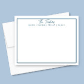 モダンネイビーブルー枠ファミリー名前ステーショナリー ノートカード