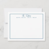 モダンネイビーブルー枠ファミリー名前ステーショナリー ノートカード (正面)