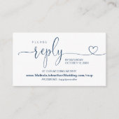 モダンネイビーブルー, オンライン結婚式ウェブサイトの出欠確認 エンクロージャーカード (正面)