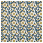 モダンネイビーマスタード抽象幾何学模様 ファブリック (見本)