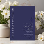 モダンネイビー クロス ファースト コミュニオン 招待状