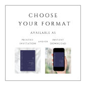 モダンネイビー クロス ファースト コミュニオン 招待状