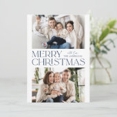 モダンネイビー メリークリスマス 2枚の写真 シーズンカード (スタンド正面)
