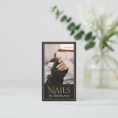 モダンネイリスト爪、 ネイルフォトブラック金ゴールド 名刺 (スタンド正面)
