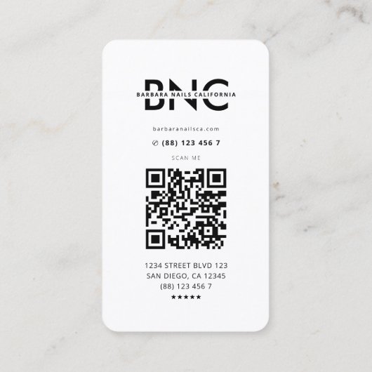 モダンネイルアーティストインスタインスパイアグラム爪、 ネイルサロン 名刺 (裏面)