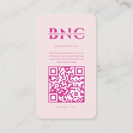 モダンネイルアーティストテック美学ピンクインスタグラム 名刺 (裏面)