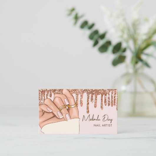 モダンネイルアーティストデザイナサロンフェイクグリッター 名刺 (スタンド正面)