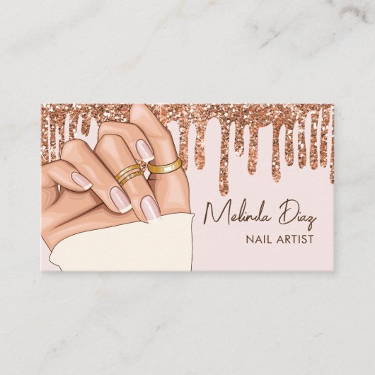 モダンネイルアーティストデザイナサロンフェイクグリッター 名刺 (正面)