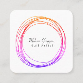 モダンネイルアーティストフェイク金ゴールド循環手描き スクエア名刺