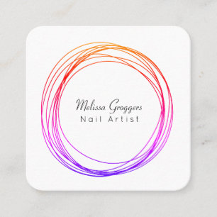 モダンネイルアーティストフェイク金ゴールド循環手描き スクエア名刺