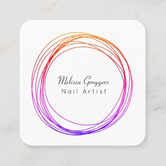 モダンネイルアーティストフェイク金ゴールド循環手描き スクエア名刺 (正面)