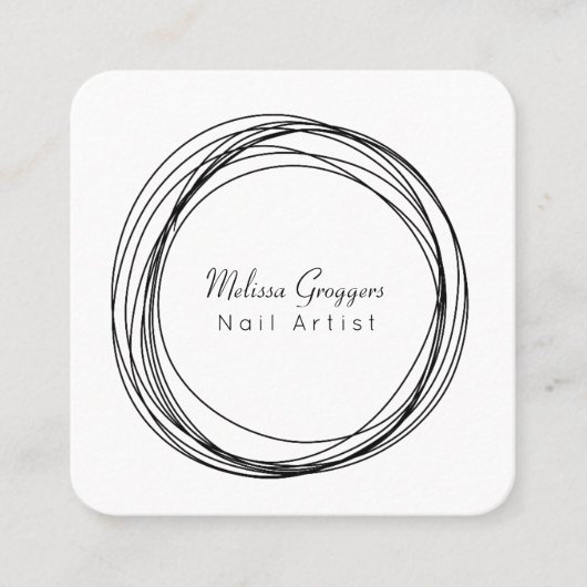 モダンネイルアーティストフェイク金ゴールド循環手描き スクエア名刺 (正面)