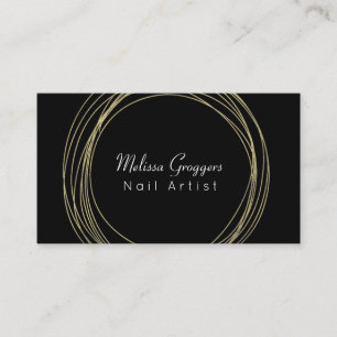 モダンネイルアーティストフェイク金ゴールド循環手描き 名刺