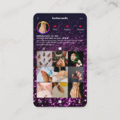 モダンネイルアーティストブラックインスタグラムピンクグリッター 名刺 (正面)