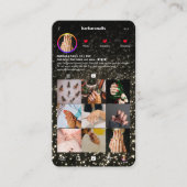 モダンネイルアーティストブラックインスタグラム金ゴールドグリッター 名刺 (正面)