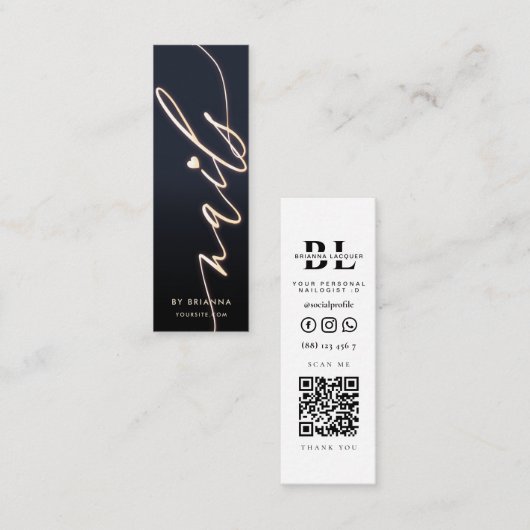 モダンネイルアーティストマニキュア専門爪、 ネイルサロン スキニー名刺 (正面/裏面)