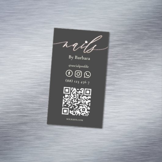 モダンネイルアーティストマニキュア美しいサロンQR マグネット名刺 (インサイチュ)