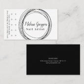 モダンネイルアーティストロゴ報酬ブラックサーキュラー  名刺 (正面/裏面)