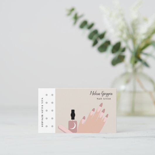 モダンネイルアーティストロゴ報酬名刺 名刺 (スタンド正面)