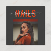 モダンネイルサロンフォトスクリプトの署名 スクエア名刺 (正面)