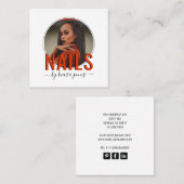 モダンネイルサロンフォトスクリプト署名スクエアBu スクエア名刺 (正面/裏面)