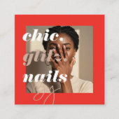 モダンネイルサロンBusiness Photo Social & QRコード スクエア名刺 (正面)