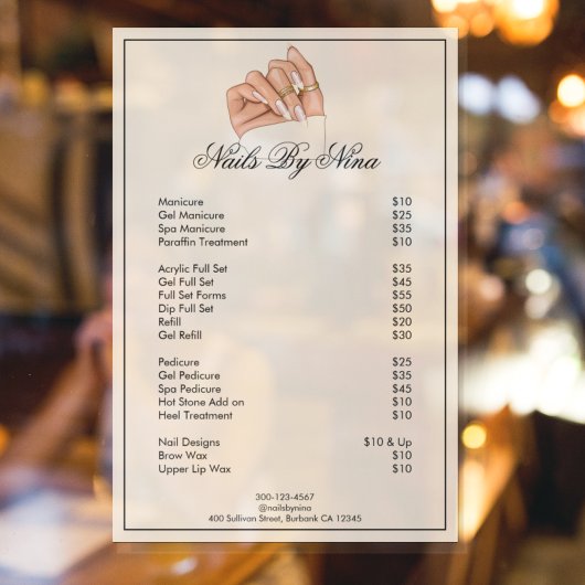 モダンネイル マニキュアリスト 価格リスト サービス ウィンドウサイン