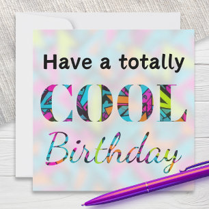 モダンネオンエフェクトの落書き風クールな誕生日 カード