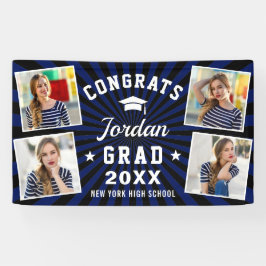 モダンネービーブルーブラック卒業4フォト   横断幕