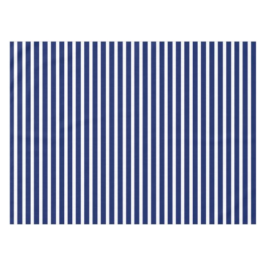 モダンネービーブルーホ航海のワイトエレガントストライプ テーブルクロス (正面(横))