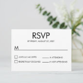モダンネーム ウェディング RSVP 返信カード 白 (スタンド正面)