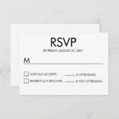 モダンネーム ウェディング RSVP 返信カード 白 (正面/裏面)