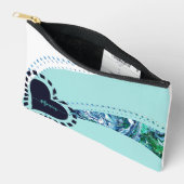 モダンノベルティカスタムティール（緑がかった色）&グリーン アクセサリーポーチ (見開き)