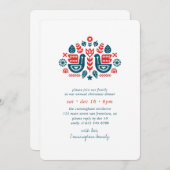 モダンノルディシンプルックフォークアートクリスマスディナーInv 招待状 (正面/裏面)