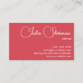 モダンハイビスカスレッドフェミニンミニマルシンプルリスト 名刺 (裏面)