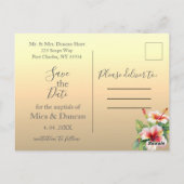 モダンハイビスカス結婚式 ポストカード (裏面)