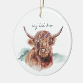 モダンハイランド牛カスタム文字セラミックオーナメント セラミックオーナメント (左)