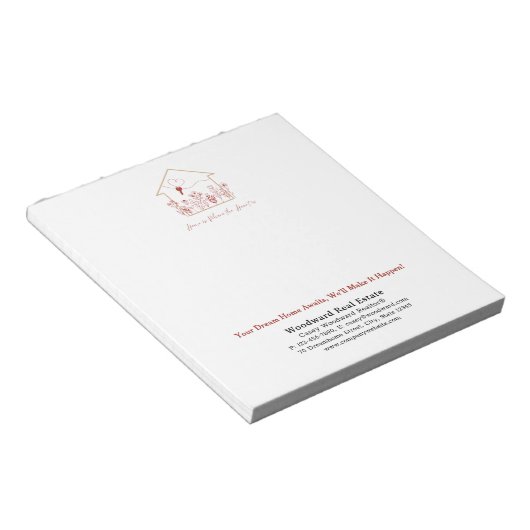 モダンハウスキーラインアート | 不動産エージェント用パーソナライズ ノートパッド (アングル)