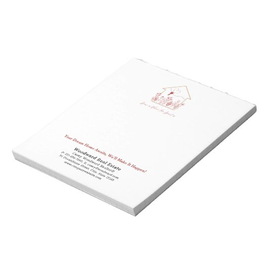 モダンハウスキーラインアート | 不動産エージェント用パーソナライズ ノートパッド (回転)