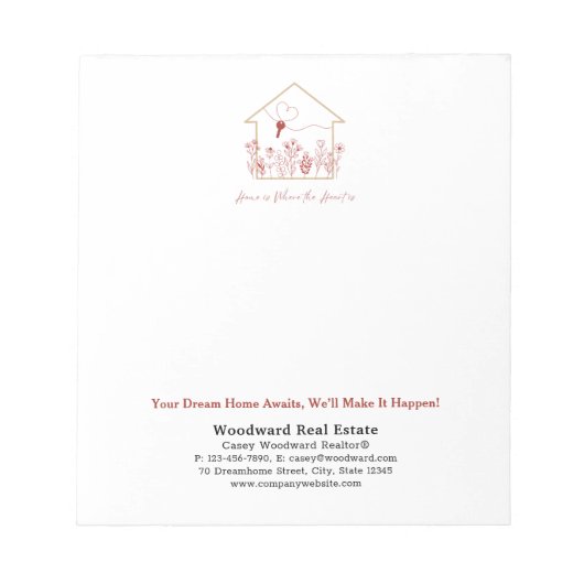 モダンハウスキーラインアート | 不動産エージェント用パーソナライズ ノートパッド (正面)