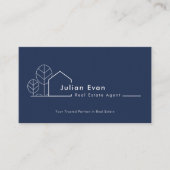 モダンハウスロゴネイビーブルー実在エステートエージェント 名刺 (正面)