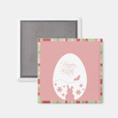 モダンハッピーイースターエッグパステルピンク マグネット (正面/裏面)