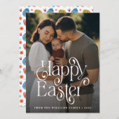 モダンハッピーイースターフォトホリデーカード シーズンカード (正面/裏面)