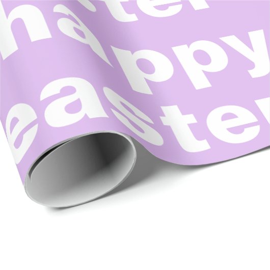 モダンハッピーイースター紫と白のイースター ラッピングペーパー (ロールコーナー)