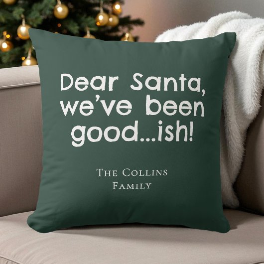 モダンハッピーサンタグリーンフェスティブおもしろクリスマス クッション