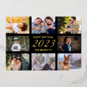 モダンハッピーニューイヤー8フォトコラージュ実在 箔シーズンカード (正面)