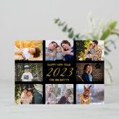 モダンハッピーニューイヤー8フォトコラージュ実在 箔シーズンカード (立ち正面)