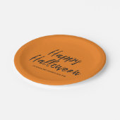 モダンハッピーハローウィンエンボスブラックグリッター ペーパープレート (アングル)